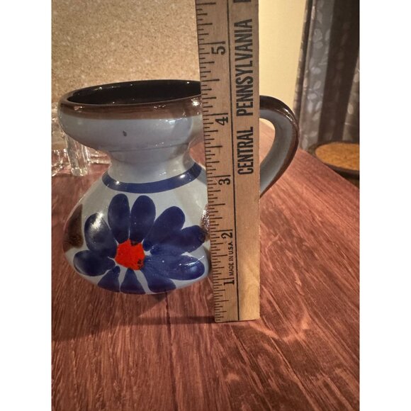 Vintage Hand-Painted Folk Art Pottery – Pitcher & Basket Set - Picture 5 of 14